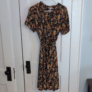 Nanette Lepore Black Floral Midi Dress